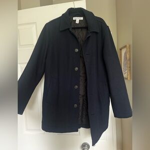 navy blue jacket with quilted lining